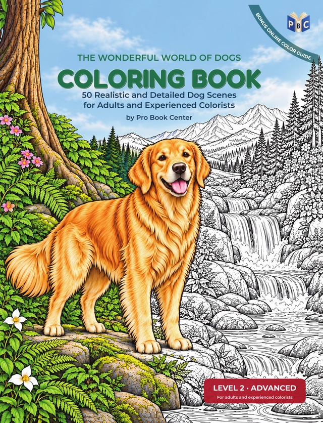 Front cover preview of The Wonderful World of Dogs Coloring Book, Level 2 Advanced